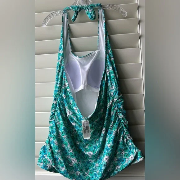 Lands' End - 18W - Turquoise Floral Tankini - New - Sample - Side Ruching - Picture 9 of 9